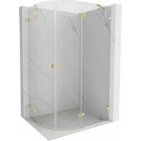 Cabine de douche semi-circulaire battante droite Mexen Lunar 90 x 80 cm, transparent, or brossé - 833-090P-080L-55-00