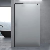 doporro Box Doccia Walk-In 100x200cm, Parete Doccia Anticalcare in Vetro da 10mm con Braccio Sostegno Telescopico in Acciaio Nero