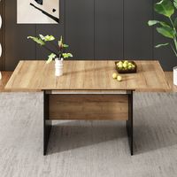 Table à manger extensible 140-180 cm effet bois naturel, style minimaliste pour 4 à 6 personnes
