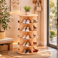 WUMAGIN - Meuble à Chaussures en bois à 5 niveaux - 15 paires - Pivotante à 360° - 116x59x59cm - bois massif - Pour les entrées, les salons et les couloirs - Facile à installer