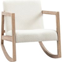 Fauteuil à bascule en bois blanc crème rembourré 60 x 81 x 71 cm