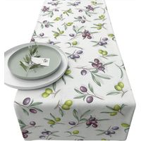 Chemin de table en coton olives 40 x 150 cm