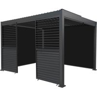 Aluminium Pergola With Anthracite Blinds & 2 Shutter Panels - 3m