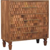 Solid Wood Arno Chest - Teak,3 Drawers, Brown