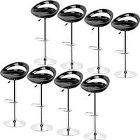 Aqrau 8pcs Tabourets de Bar,Hauteur Reglable,en Forme de Croissant,en Plastique(ABS) Adjustable,Grand Siege et Base, pour Bar, Comptoir ou Cuisine,Noir