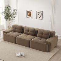 REDOM - Canapé modulaire 3 places, confort nuageux, assise profonde, base antidérapante, brun