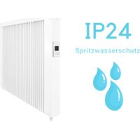 Elektroheizung areo bano Flächenspeicherheizung 1300 Watt - IP24 Flächenspeicherheizungs fürs Bad - digitales Thermostat mit LCD-Display - Option zur Appsteuerung von eVARMO