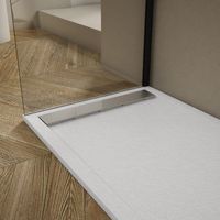 Plato de ducha pizarra RIBERA blanco 80x130cm rejilla acero inox.