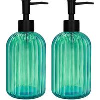 2-Piece Glass Soap Dispenser with Black Pump, 420ml Refillable Pump Dispenser