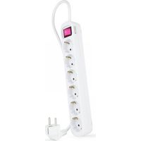 Base Multipla 6 Prese Cavo Interruttore 1,4m Bianco 10.37.0006