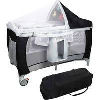 Goplus – Lit bébé parapluie 120 x 60 x 76 cm – Matelas 2 cm – Moustiquaire – Sac de transport – 3 jouets inclus – Pour 0-36 mois