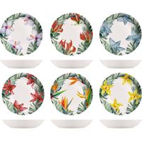 H&h set 6 piatti fondi exotic in new bone china avorio decorato cm 21