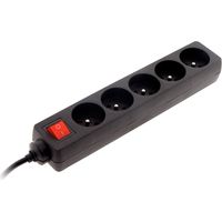 Zenitech – Multiprise 5 prises 16A 2P+T avec interrupteur lumineux – Sécurité enfant intégrée – Puissance 3680W – Conforme CE et NF – Noir