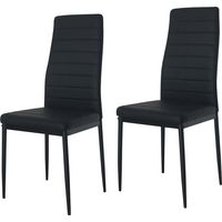 Hobag – Lot de 2 chaises de salle à manger en PU Noir – Hauteur d'assise 46,6 cm – Dimensions L48 x W40 x H99 cm – Design élégant