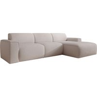Selsey Bouvi – Ecksofa, Ottomane rechts, hellbeige, Bouclé