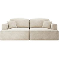 CHIARA - Canapé droit convertible tissu velours 3 places - Gris foncé
