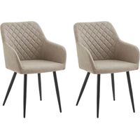 Pack 2 Sillas Comedor Rombo, Juego 2 Sillas Salón Tapizadas, Sillas Sala de Estar - Beige