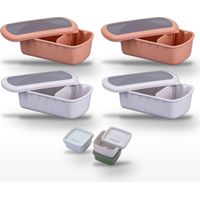 Lot de Lunchbox Terracotta et Beige 1L Fackelmann Storage avec Set de 3 Boîtes à épices