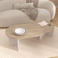 Tavolo Basso Pieghevole BETTY - Rovere & Bianco - Ovale - 90 / 130,4 x 60 x 42,2 cm