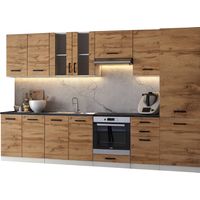 Cuisine complète Jolly BOIS chêne 320 cm colonne et encastrement four 9 éléments