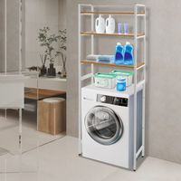 Estantería para lavadora, para colocar encima de la lavadora, estantería de baño de 3 niveles, de tamaño reducido, multifuncional, resistente, estantería suspendida, blanca