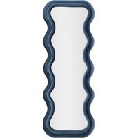 Specchio da parete Emily wavy in velluto blu 67x166 cm