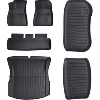 Tapis de sol de voiture, lot de 6, matériau TPE, adapté pour Tesla Model 3 2024, imperméable et anti-poussière, noir.