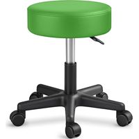 TRESKO Taburete con ruedas taburete giratorio cosmético de trabajo consulta, regulable en altura, giratorio en 360°, con asiento acolchado de 10 cm y 8 variantes de colores (Verde)
