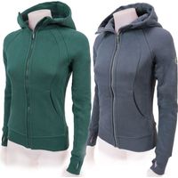 S, VERDE: Felpa da donna Equityum modello Dafne con zip frontale logo cappuccio e tasche con interno in pile