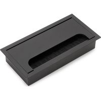 Emuca – Passe-câbles rectangulaire à encastrer 159x80mm – Aluminium peint noir – Couvercle rabattable pour dissimulation câbles – Installation facile