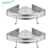 Eck-Duschregal, ohne Bohren, Badezimmer-Regal, Dusch-Aufbewahrungskorb, Aluminium, Wandmontage, selbstklebender Dusch-Caddy, Organizer für Shampoo (Dreieck, 2 Stück)