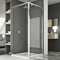 Mampara de ducha abatible vidrio transparente h 185 mod. Sintesi Duo 1 Hoja 80x80 ap. 80 cm cuadrado