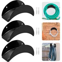 Set mit 3 Wandhalterungen für Gartenschläuche, 28 x 13 x 13 cm, Metallhaken zum Aufhängen, mit 6 Schrauben und 6 Dübeln, zur Schlauchaufhängung (schwarz)