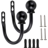 AIDUCHO Paire De Crochets De Rideaux En Métal Léger - Fixation Murale Rétro Pour Embrasses De Rideaux,Noir