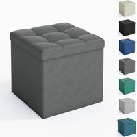 Foldable Storage Ottoman, Storage Bench with Lid, for Bedroom & Living Room, 38 x 38 x 80 cm DARK GREY