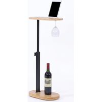 Relaxdays Tavolino regolabile HxLxP 45-82 x 40 x 22 cm, bambù/metallo, soggiorno, naturale/nero