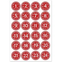Another Christmas decoration, round 30x30mm - stickers for Advent calendars 1 to 24 - red vintage style - labels - booklets - Christmas calendar - Advent - round - DIY cutting
