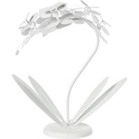 Petite Lampe De Table Orchidea 38X20X57 Cm En Fer Découpé Au Laser Design Floral Moderne Connexion E14 Fabriqué En Italie Blanc