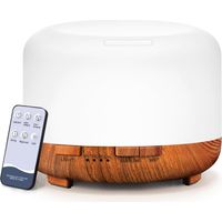 Essential Oil Diffusers, 500ml Wood Grain Diffusers for Essential Oils, Large Room, Home, Aromatherapy Oil Diffuser with Cool Mist (Beech Wood Grain)