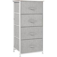 HOMCOM Cómoda con 4 Cajones de Tela Cajonera Armario de Almacenaje Multifuncional para Dormitorio Salón Pasillo 45x30x92 cm Gris