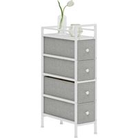 Cómoda con 4 Cajones de Tela Marco de Acero Cómoda para Dormitorio para Espacios Pequeños Salón Vestidor Gris Claro
