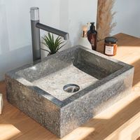 Vasque salle de bain à poser Milan rectangle 30cm x 40cm gris