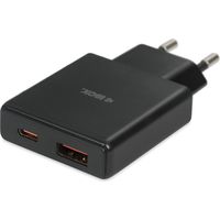 Caricabatterie da parete iBOX C-43 Slim USB A+C da 30 W, nero.