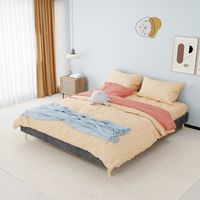 Modern Minimalist Bed Frame, 160x200 cm, Grey, Dutch Velvet Fabric, Low-Profile Base, Modern Style Bedroom Furniture. Excludes Gas Lift, Headboard, and Mattress.