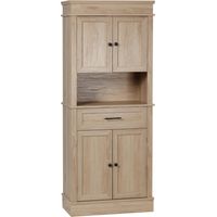 Alacena de Cocina con 4 Puertas 1 Cajón y Estante Abierto Mueble Auxiliar para Microondas 74x39,5x183 cm Roble