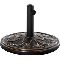 Pied de parasol rond base de lestage Ø 48 x 34H cm ciment HDPE motif fleurs de lys poids net 13 Kg noir doré