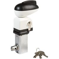 Deco Fer Forge – Serrure de sécurité pour piscine blanche – Compatible tube carré 40mm – Longueur 185mm – Largeur 96mm – Installation facile