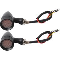 Decdeal Motorcycle universel Retro Bullet Grid LED Signal Signal Light Free Brake Shell Blinker FlashsBlack Yellow Lens