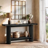 Tribesigns Table Console, Table d'entrée Étroite avec 2 Étagères, 140 x 30 x 80 cm, Console Bois Derrière Le Canapé pour Salon, Couloir, Entrée, Style Moderne, Marron