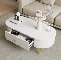 table salon rangement 108 cm MDF blanc et or design OKMYHOME